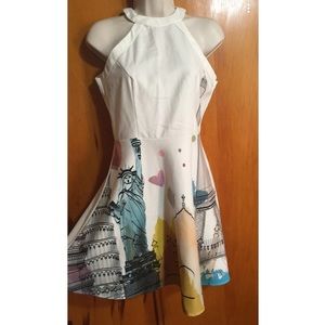 All over the world flare dress